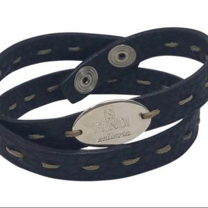 Fendi selleria leather wrap bracelet